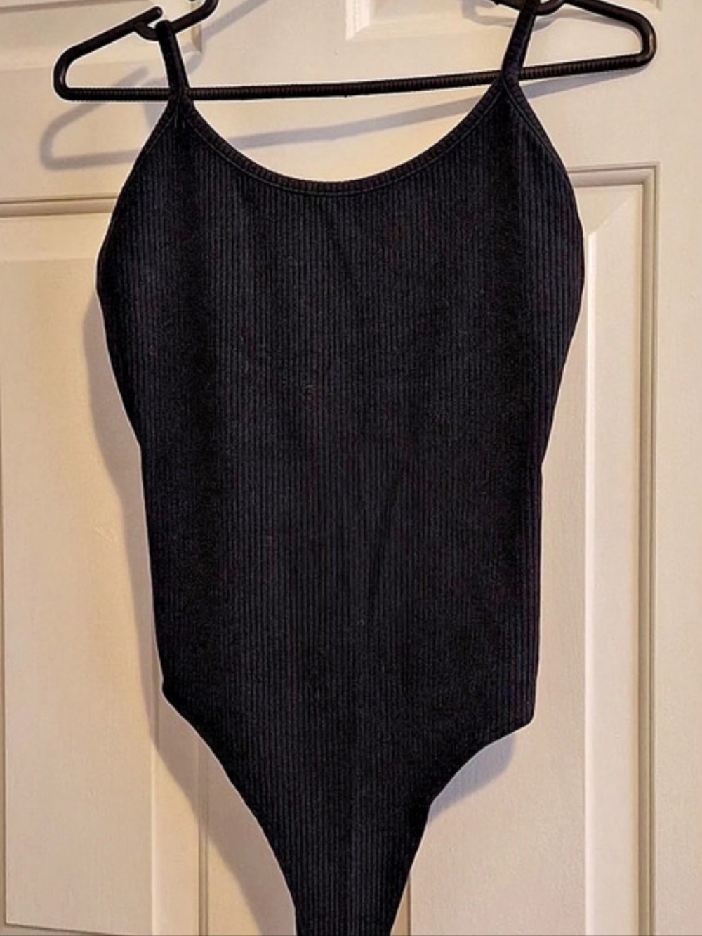 American Eagle Ribbed One-Piece in Black Size Large BODYSUIT